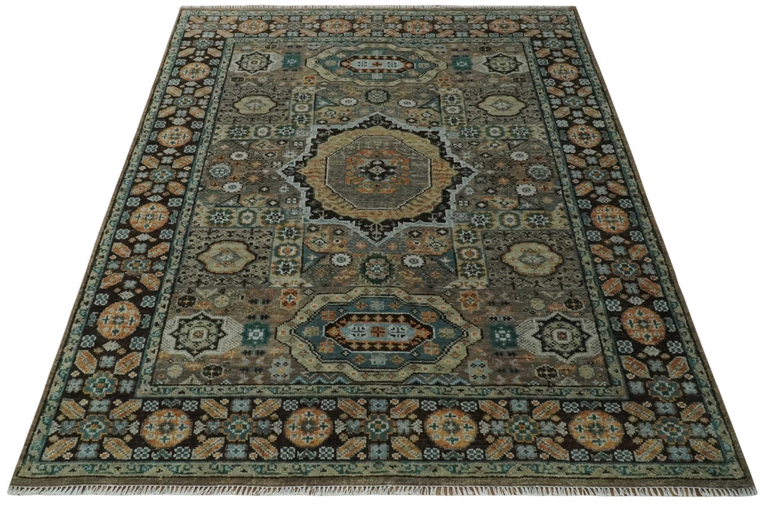 Custom Made Hand Knotted Brown, Black and Silver Traditional Wool Rug - The Rug Decor