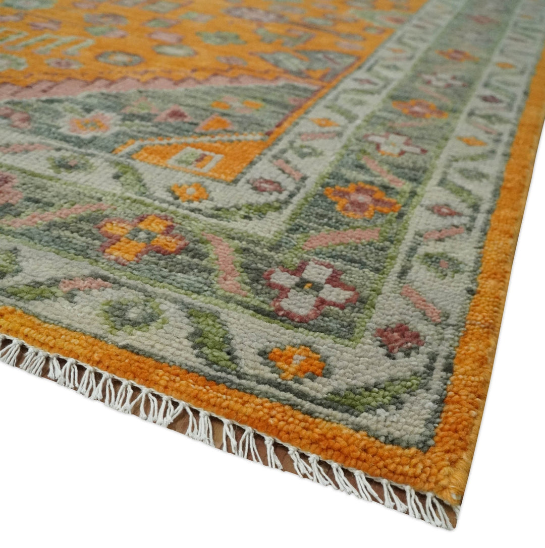 Custom Made Hand Knotted Carrot Red and Silver Oriental Traditional Wool Area Rug | TRDCP1616 - The Rug Decor