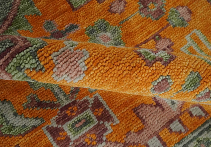 Custom Made Hand Knotted Carrot Red and Silver Oriental Traditional Wool Area Rug | TRDCP1616 - The Rug Decor