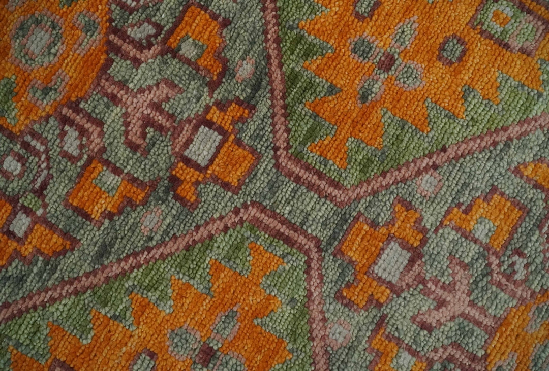 Custom Made Hand Knotted Carrot Red and Silver Oriental Traditional Wool Area Rug | TRDCP1616 - The Rug Decor