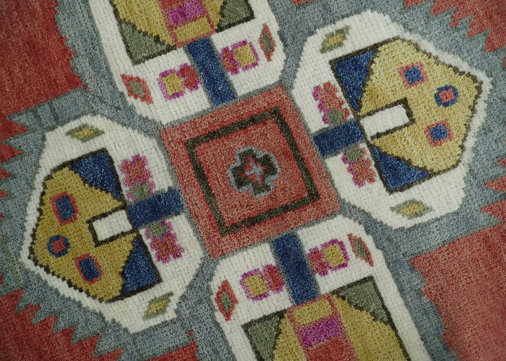 Custom Made Hand Knotted Dark Peach and Silver Traditional Wool Rug - The Rug Decor