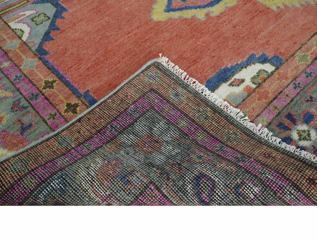 Custom Made Hand Knotted Dark Peach and Silver Traditional Wool Rug - The Rug Decor