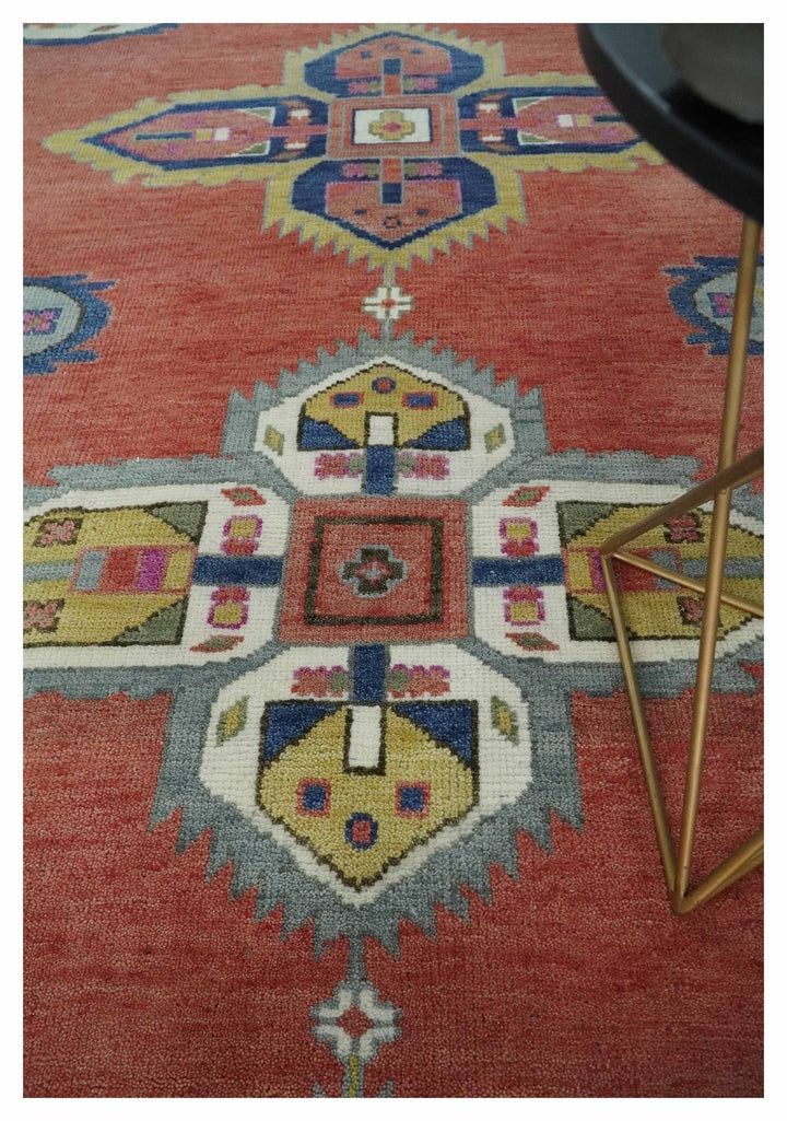 Custom Made Hand Knotted Dark Peach and Silver Traditional Wool Rug - The Rug Decor