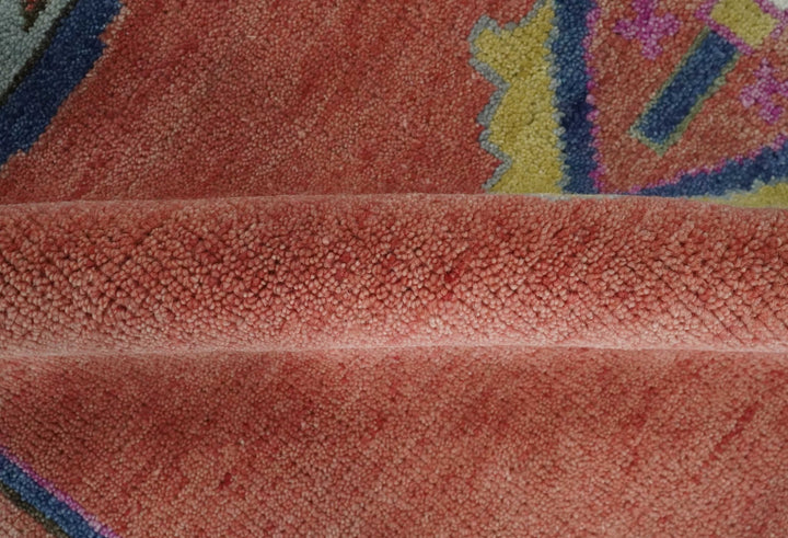 Custom Made Hand Knotted Dark Peach and Silver Traditional Wool Rug - The Rug Decor