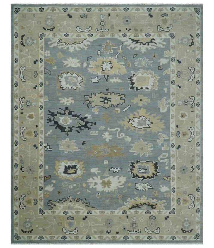 Custom Made Hand Knotted Gray and Beige Traditional Oushak Wool Area Rug - The Rug Decor