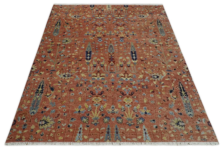 custom Made Hand Knotted Rust and Beige Traditional Turkish Knot Oushak Wool Rug - The Rug Decor