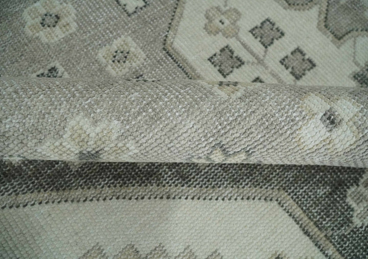 Custom Made Hand Knotted Silver, Charcoal and Ivory Traditional Medallion Wool Area Rug - The Rug Decor