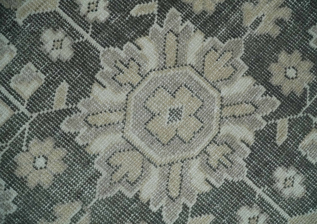 Custom Made Hand Knotted Silver, Charcoal and Ivory Traditional Medallion Wool Area Rug - The Rug Decor