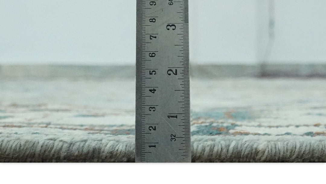 Custom Made Hand Knotted Silver, Teal, Ivory and Brown Traditional Oriental Oushak wool area Rug - The Rug Decor