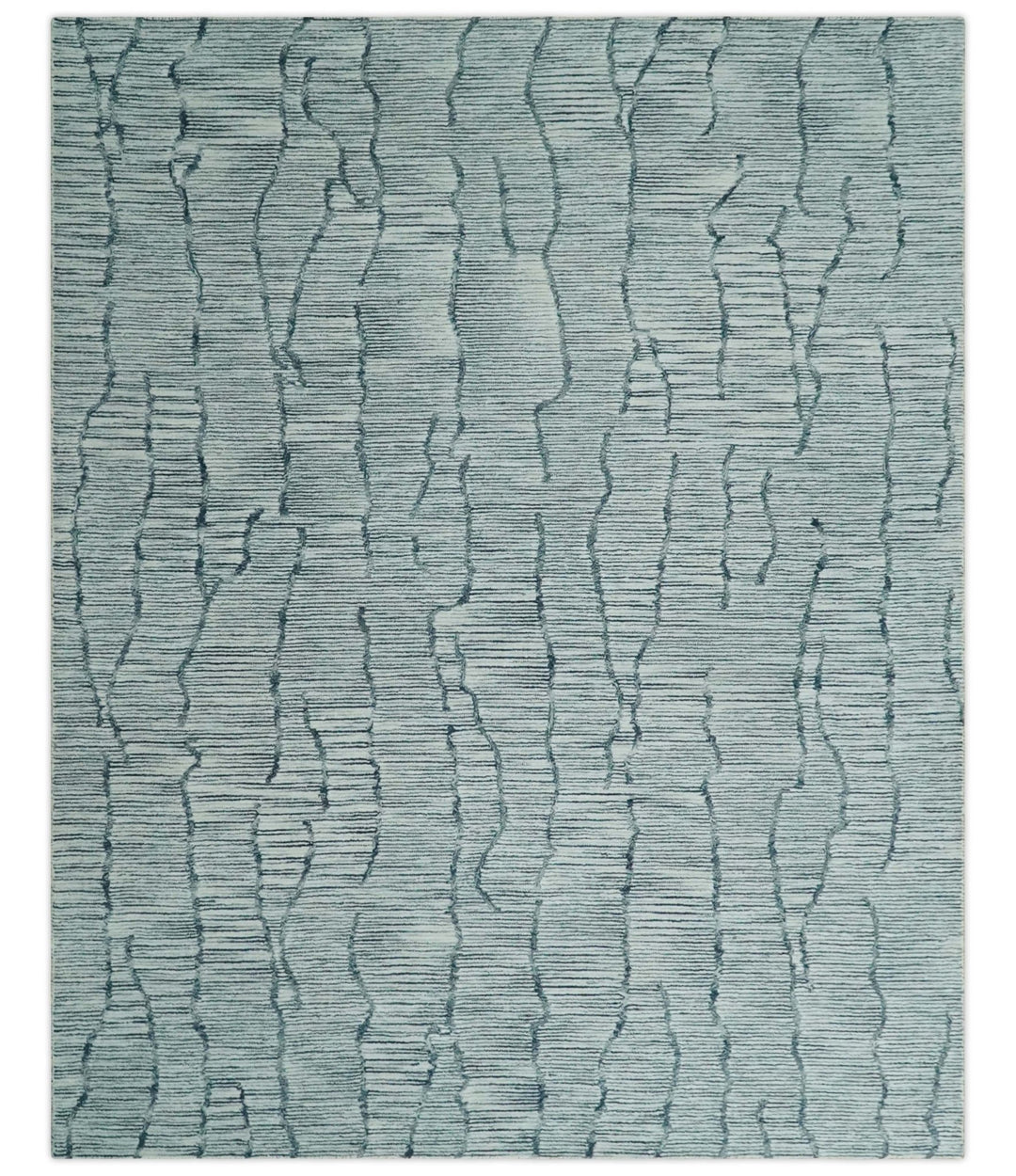 Custom Made Hand Tufted Multi Size Woolen Modern Ivory and Blue Area Rug - The Rug Decor