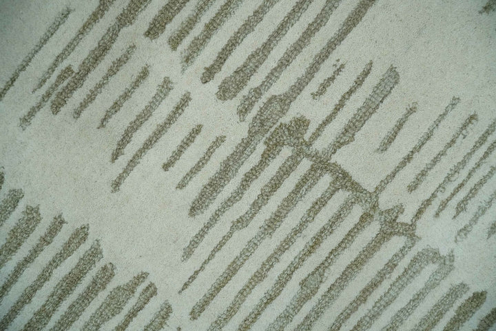 Custom Made Ivory and Olive Modern Stripes Design Hand Tufted wool Area Rug, Kids, Living Room and Bedroom Rug - The Rug Decor