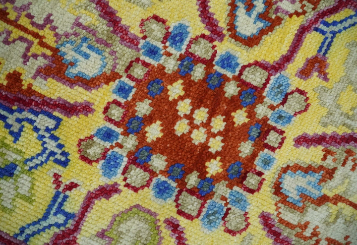 Custom Made Light Green and Purple Medallion Traditional Hand Knotted Wool Area Rug - The Rug Decor