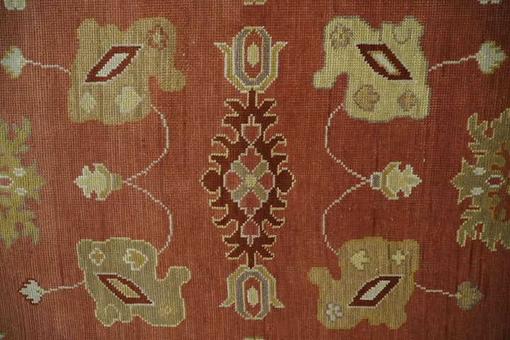 Custom Made Rust, Ivory and Beige Hand Knotted Traditional Oushak Multi Size Wool Area Rug - The Rug Decor