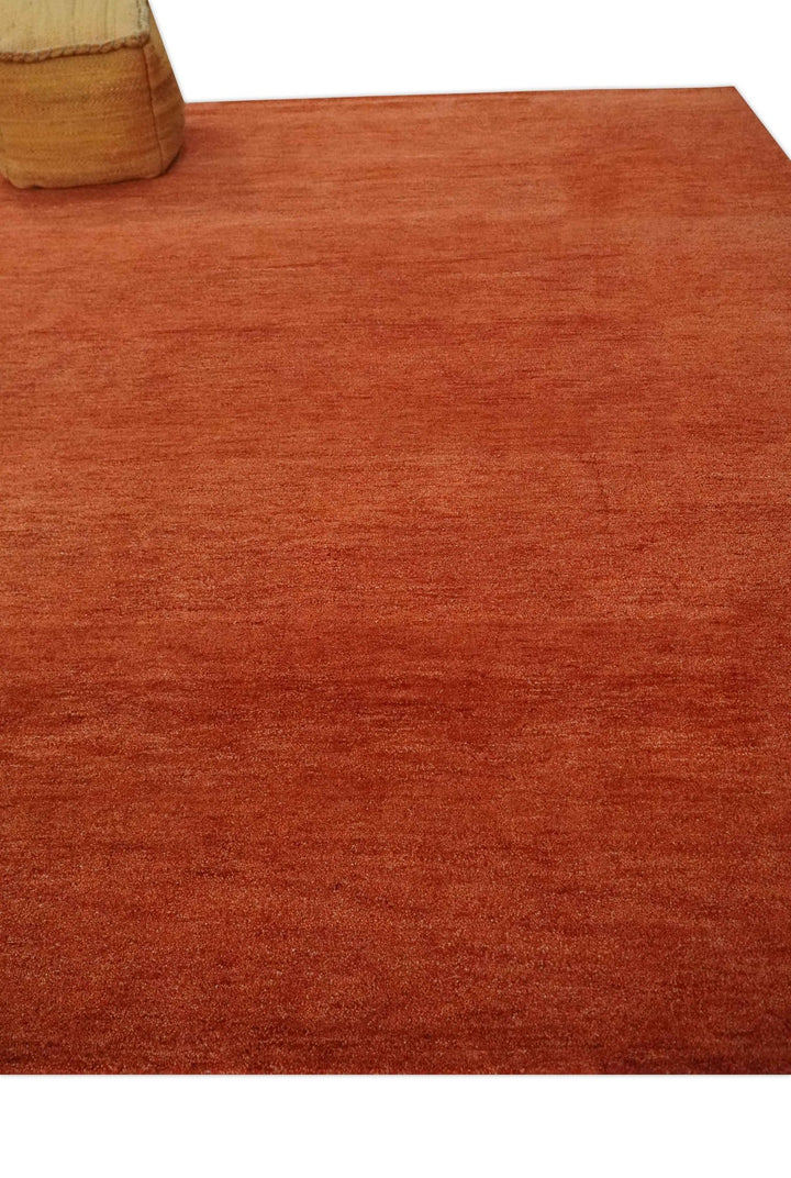 Custom Made Solid Plane Rust Woolen Hand Tufted Multi Size wool Rug - The Rug Decor