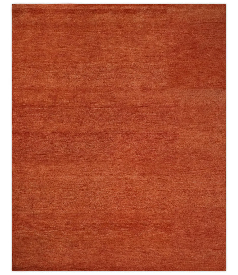Custom Made Solid Plane Rust Woolen Hand Tufted Multi Size wool Rug - The Rug Decor