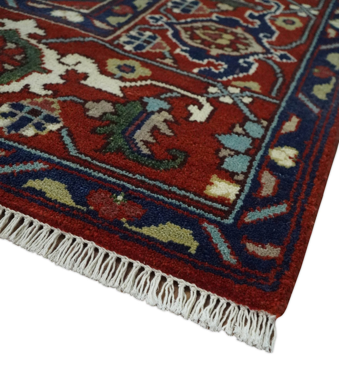 Custom Made Traditional Brown, Ivory and Blue Hand knotted Multi Size wool Area Rug - The Rug Decor