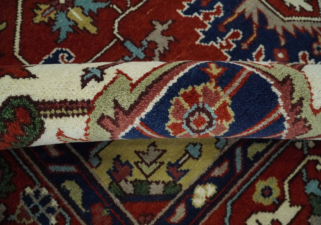Custom Made Traditional Brown, Ivory and Blue Hand knotted Multi Size wool Area Rug - The Rug Decor