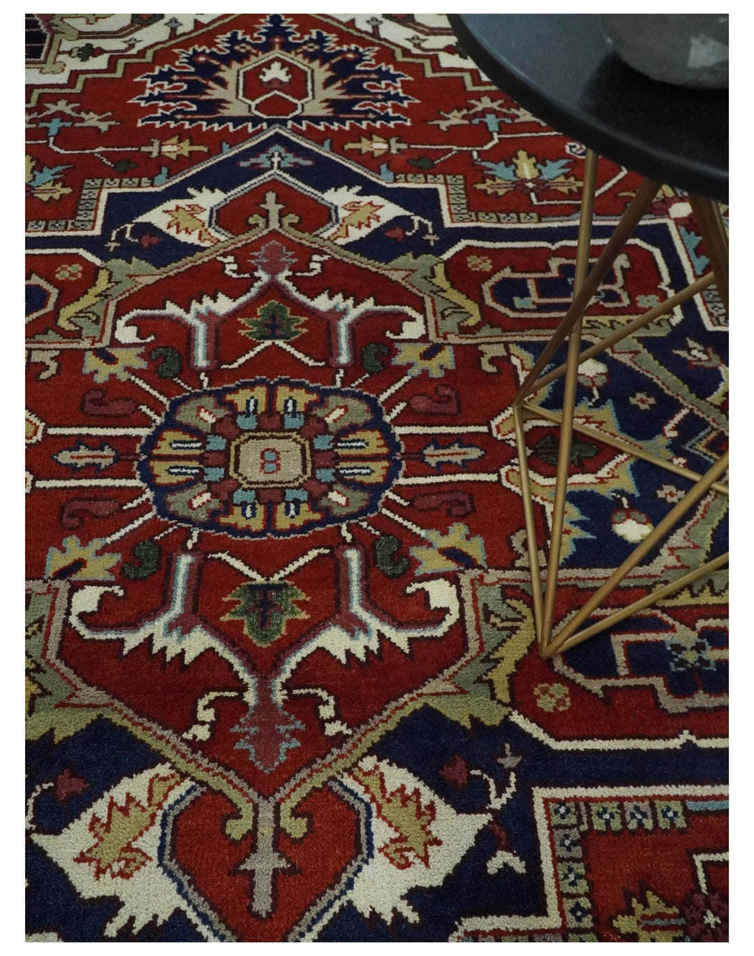 Custom Made Traditional Brown, Ivory and Blue Hand knotted Multi Size wool Area Rug - The Rug Decor