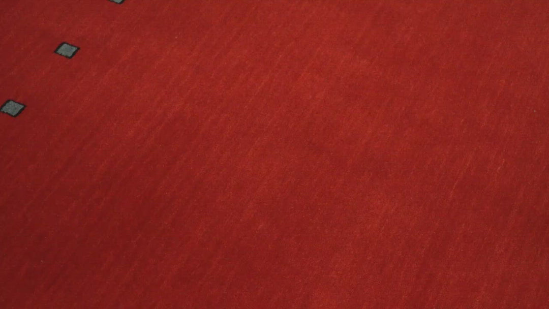 4x6 Small Solid Red Wool Hand Woven Southwestern Gabbeh Rug | LOR23