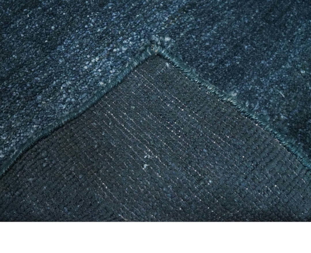 Dark Blue 2x3 Hand Knotted Solid Blue Rug made with Art Silk | N6623 - The Rug Decor