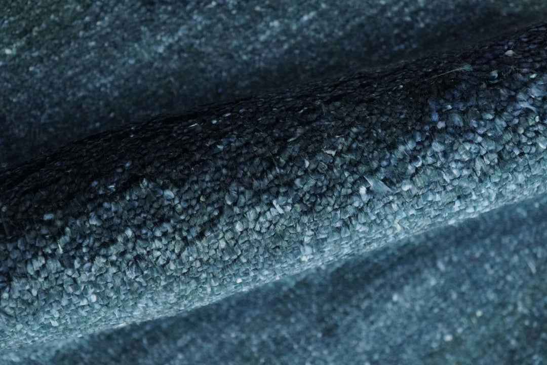 Dark Blue 2x3 Hand Knotted Solid Blue Rug made with Art Silk | N6623 - The Rug Decor