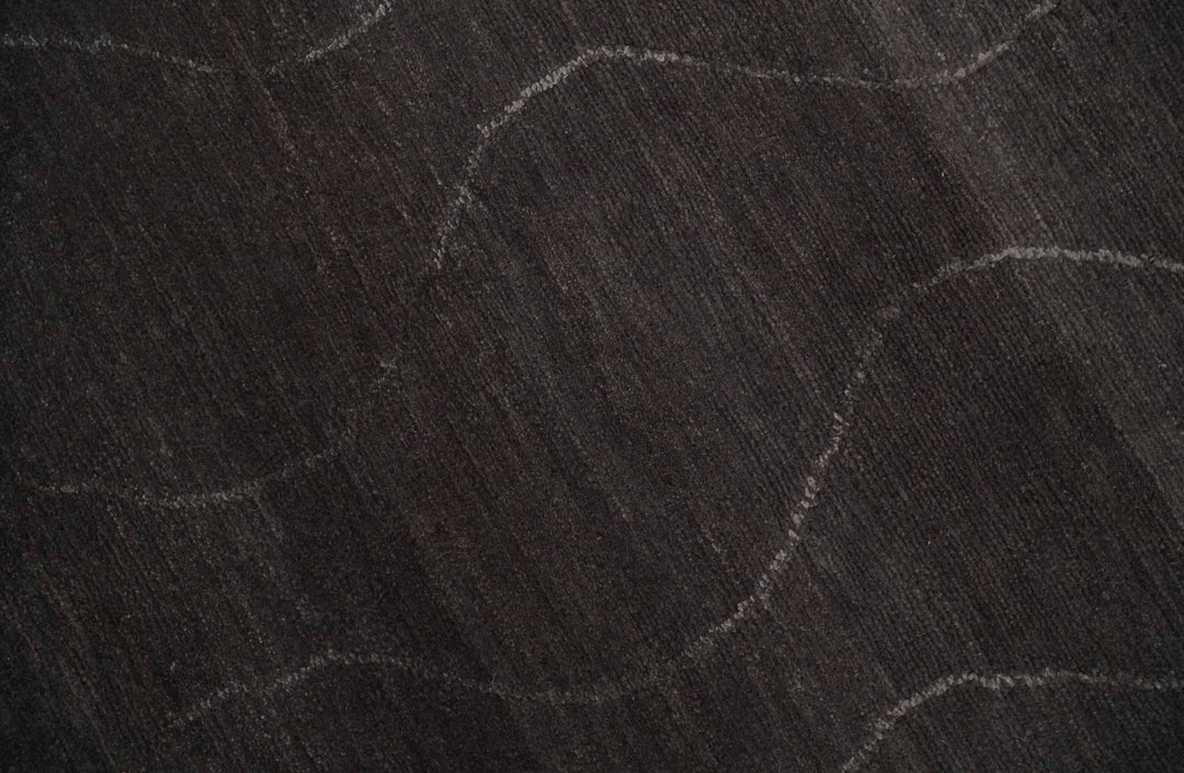 Dark Brown and Ivory Modern Stripes Pattern Hand knotted 5x7 wool and Art Silk Area Rug - The Rug Decor