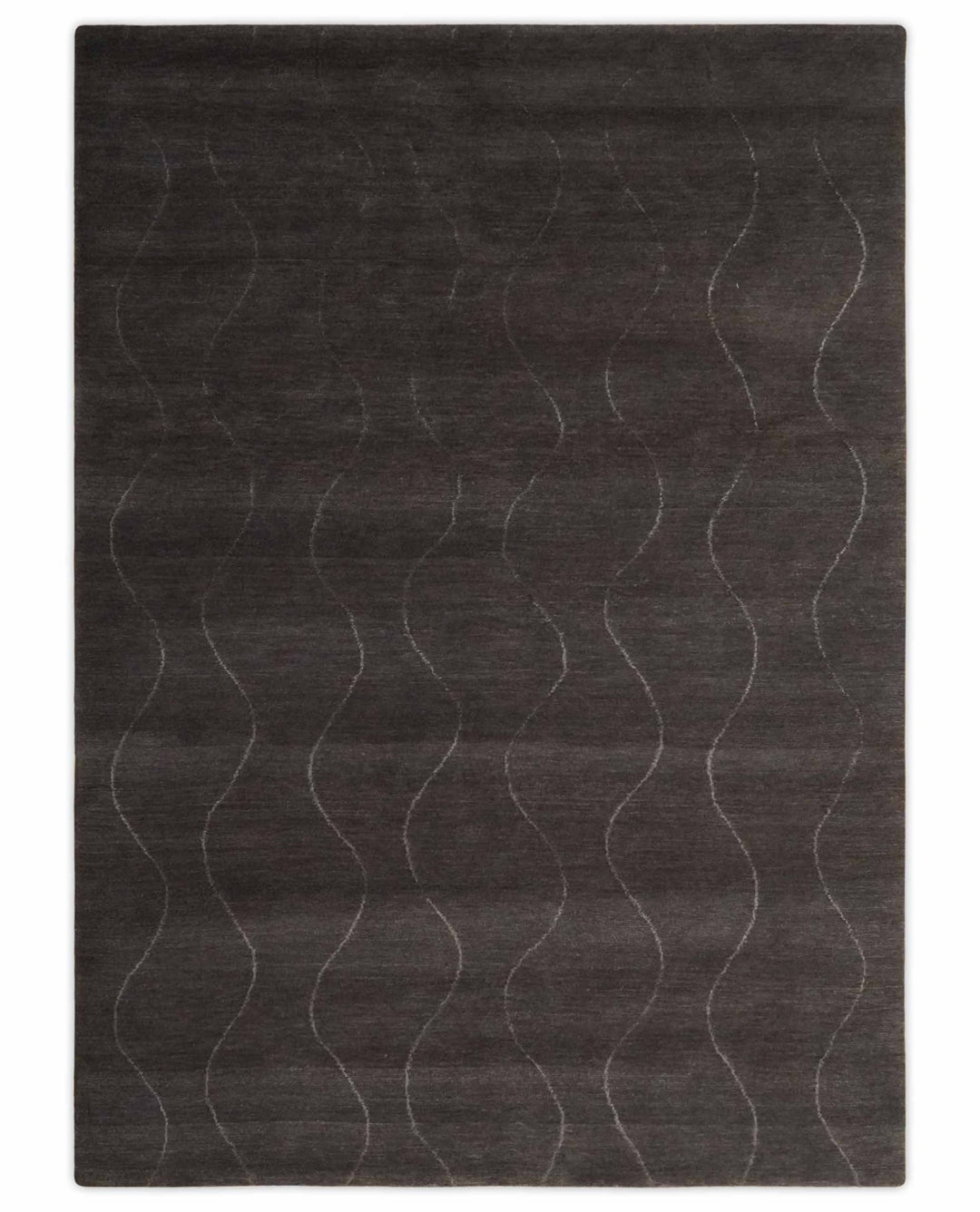 Dark Brown and Ivory Modern Stripes Pattern Hand knotted 5x7 wool and Art Silk Area Rug - The Rug Decor