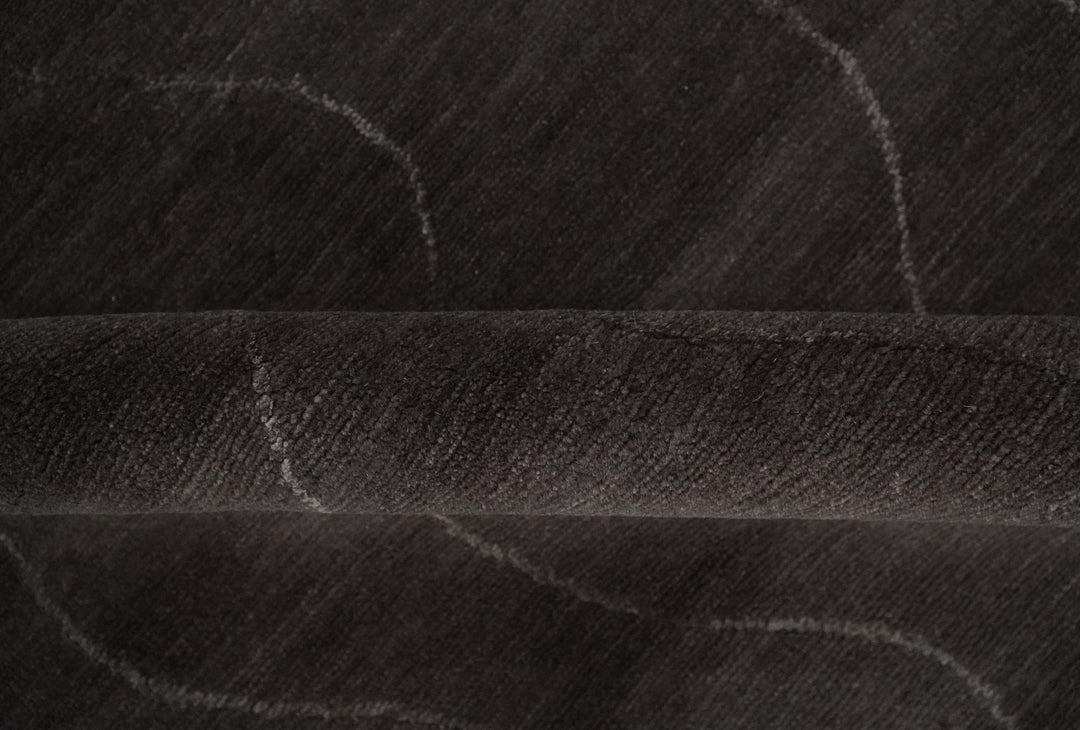 Dark Brown and Ivory Modern Stripes Pattern Hand knotted 5x7 wool and Art Silk Area Rug - The Rug Decor