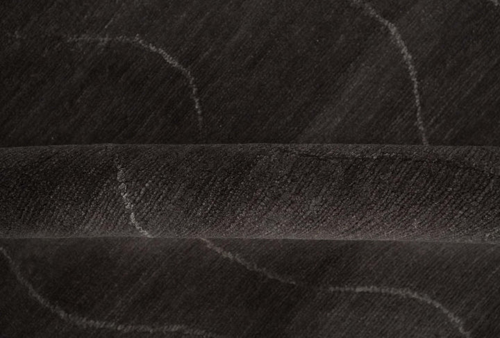 Dark Brown and Ivory Modern Stripes Pattern Hand knotted 5x7 wool and Art Silk Area Rug - The Rug Decor