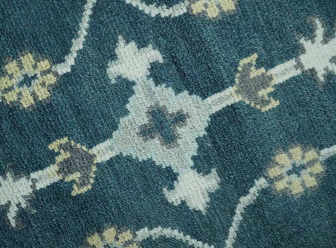Dark Teal, Silver, Blue and Ivory Hand Knotted Traditional Oushak Multi Size Area Rug - The Rug Decor