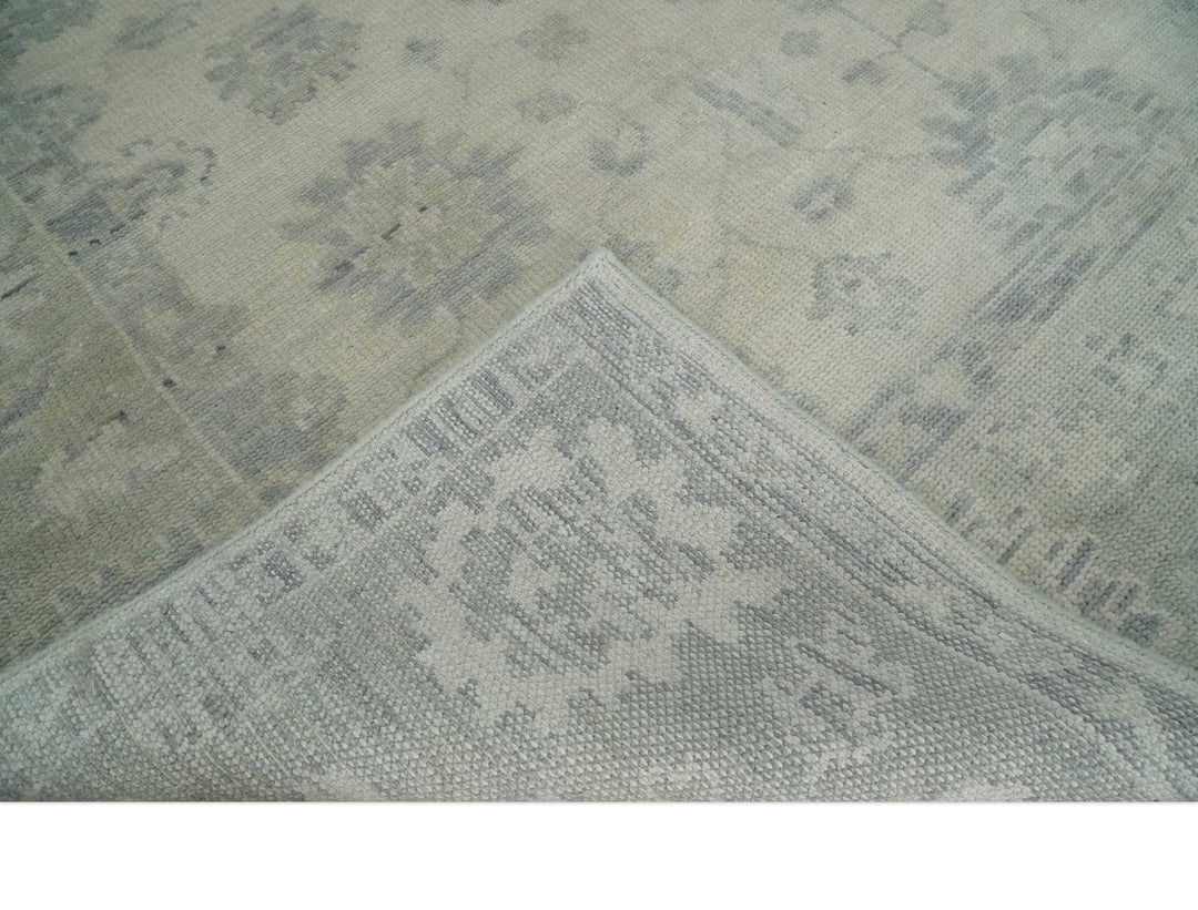 Earthy 8x10 Beige and Light Green Hand knotted Traditional Oushak wool Area Rug - The Rug Decor
