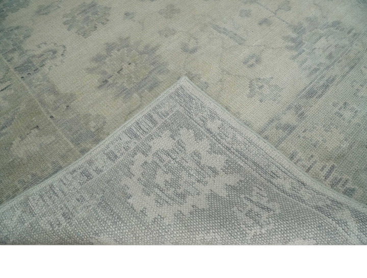 Earthy 8x10 Beige and Light Green Hand knotted Traditional Oushak wool Area Rug - The Rug Decor