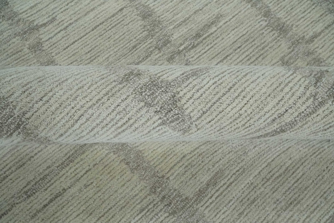 Earthy Modern Stripes Design Custom Made Ivory, Silver and Gray Hand Tufted Rug - The Rug Decor
