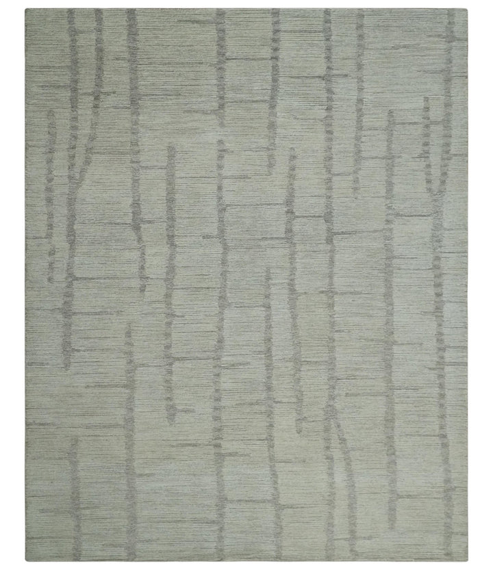 Earthy Modern Stripes Design Custom Made Ivory, Silver and Gray Hand Tufted Rug - The Rug Decor