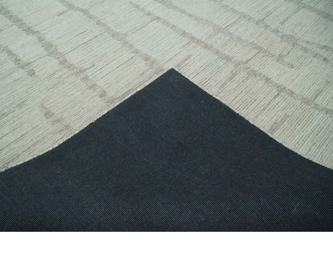 Earthy Modern Stripes Design Custom Made Ivory, Silver and Gray Hand Tufted Rug - The Rug Decor