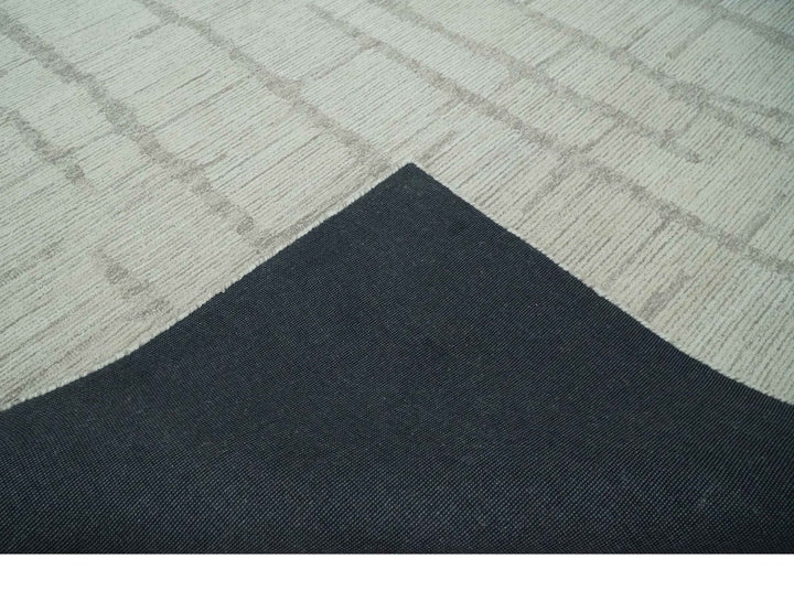 Earthy Modern Stripes Design Custom Made Ivory, Silver and Gray Hand Tufted Rug - The Rug Decor