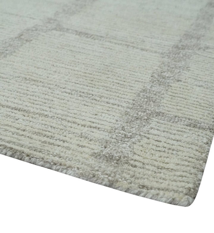 Earthy Modern Stripes Design Custom Made Ivory, Silver and Gray Hand Tufted Rug - The Rug Decor