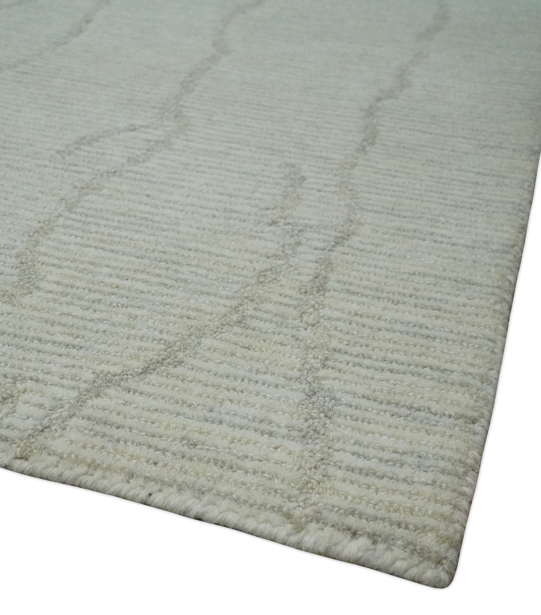 Earthy Neutral Custom Made Hand Tufted Multi Size Woolen Modern Ivory and Beige Area Rug - The Rug Decor