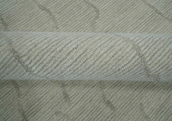 Earthy Neutral Custom Made Hand Tufted Multi Size Woolen Modern Ivory and Beige Area Rug - The Rug Decor