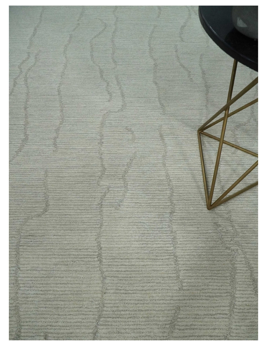 Earthy Neutral Custom Made Hand Tufted Multi Size Woolen Modern Ivory and Beige Area Rug - The Rug Decor