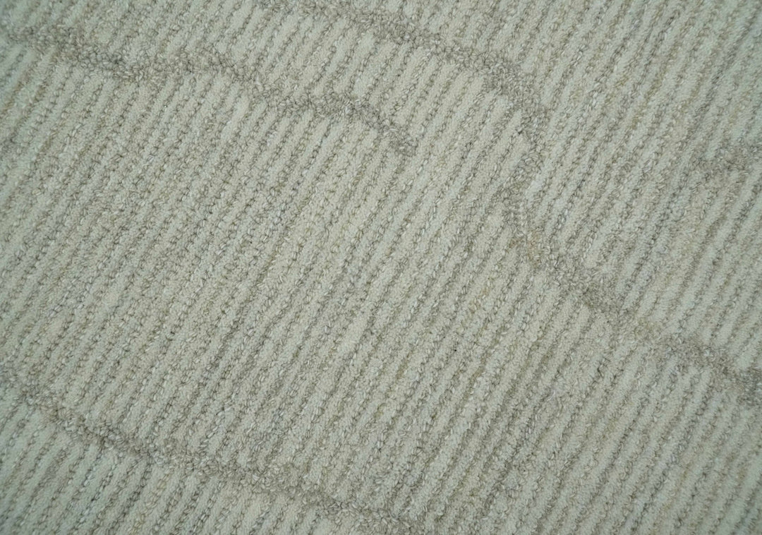 Earthy Neutral Custom Made Hand Tufted Multi Size Woolen Modern Ivory and Beige Area Rug - The Rug Decor
