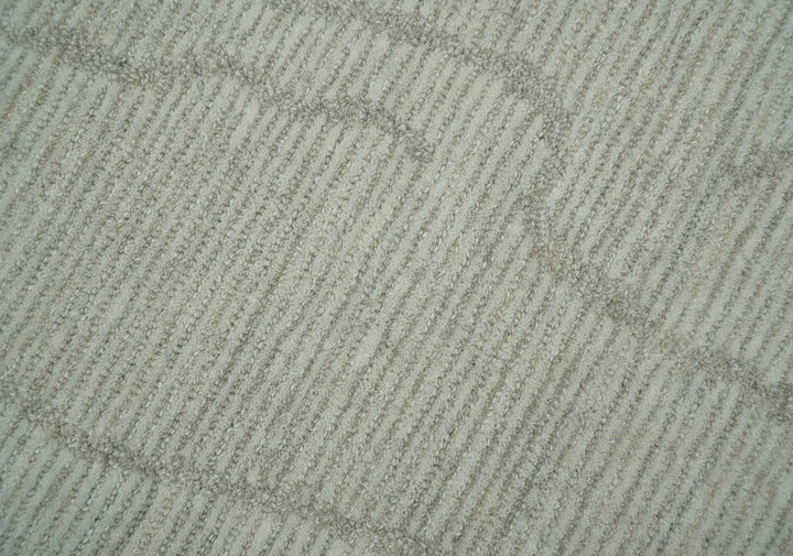 Earthy Neutral Custom Made Hand Tufted Multi Size Woolen Modern Ivory and Beige Area Rug - The Rug Decor