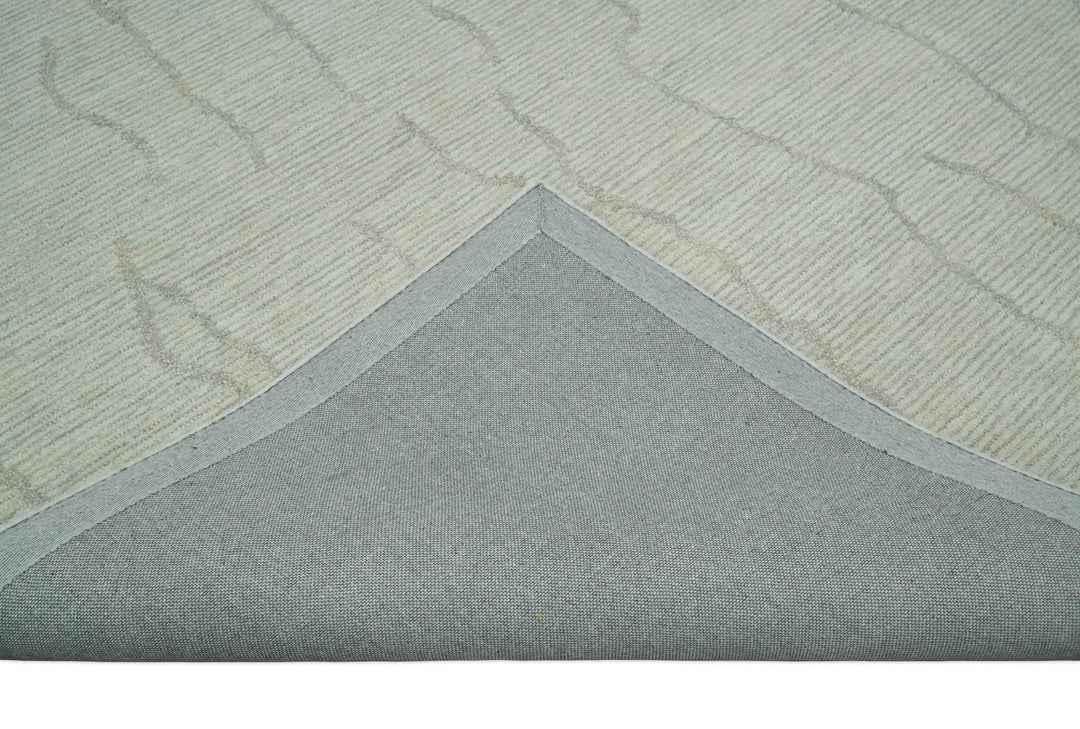 Earthy Neutral Custom Made Hand Tufted Multi Size Woolen Modern Ivory and Beige Area Rug - The Rug Decor
