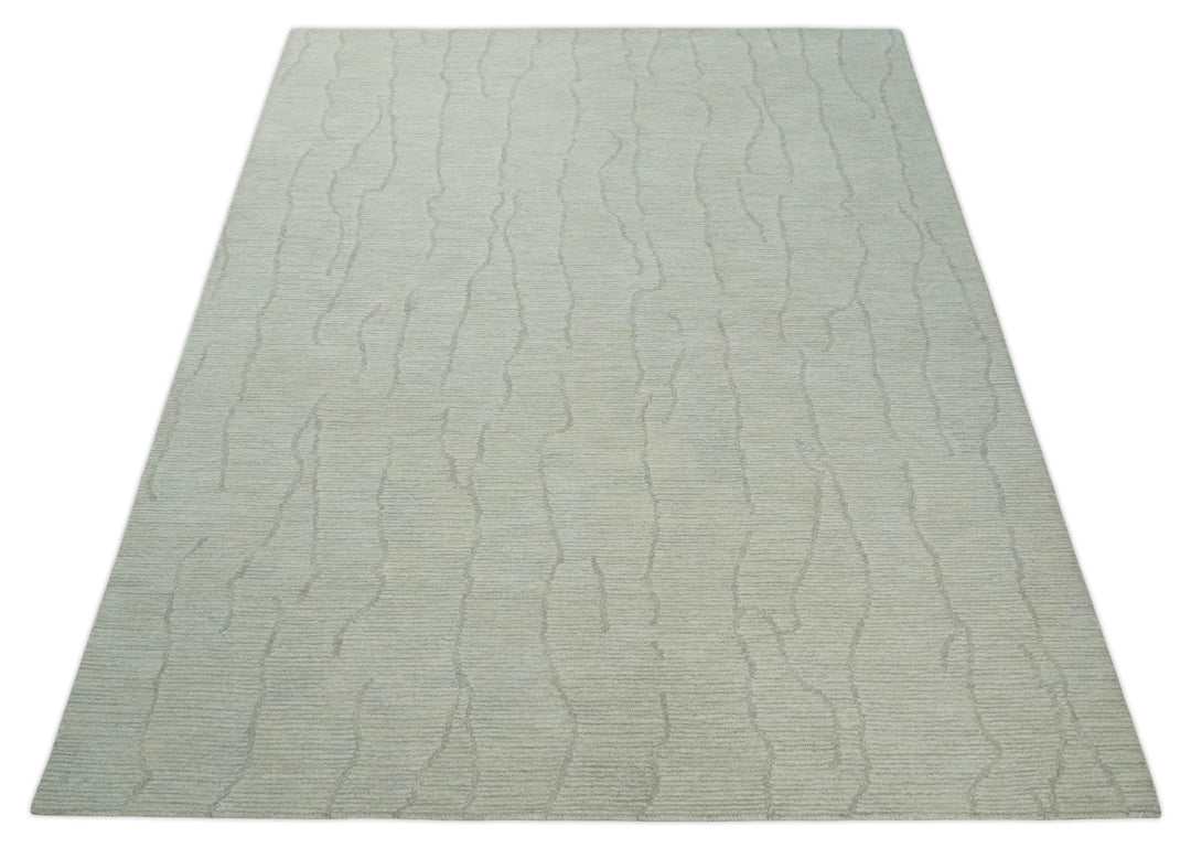 Earthy Neutral Custom Made Hand Tufted Multi Size Woolen Modern Ivory and Beige Area Rug - The Rug Decor
