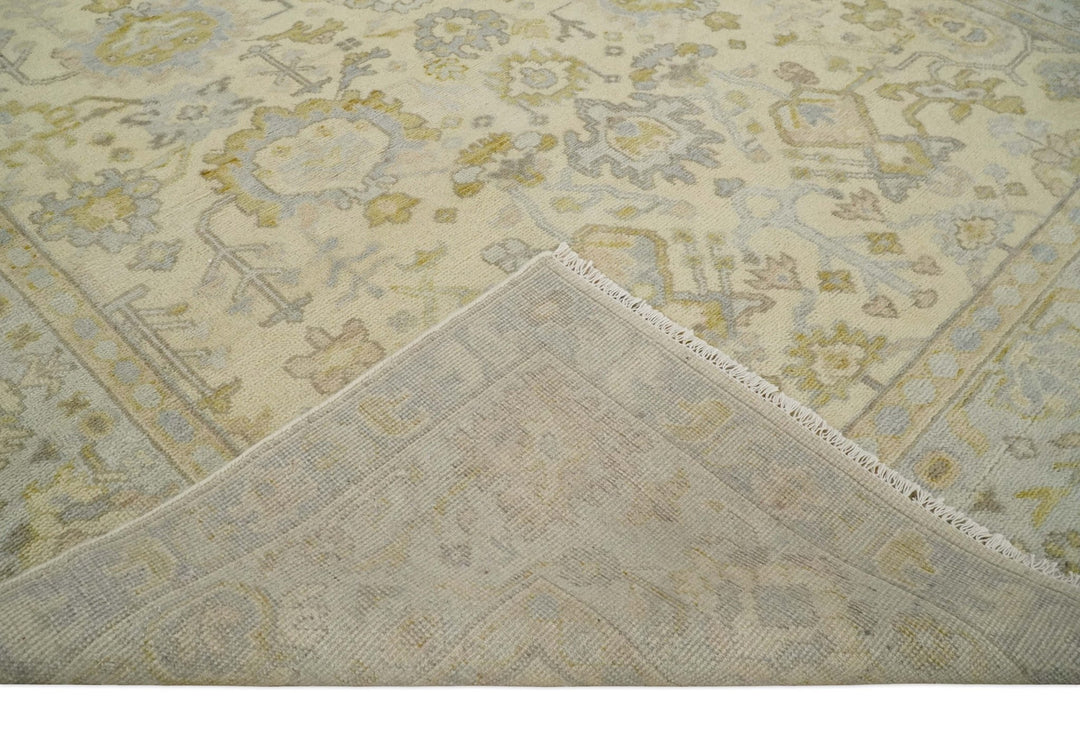 Earthy Neutral Traditional Beige and Silver Antique Style Hand knotted Wool Area Rug, Kids, Living Room and Bedroom Rug - The Rug Decor