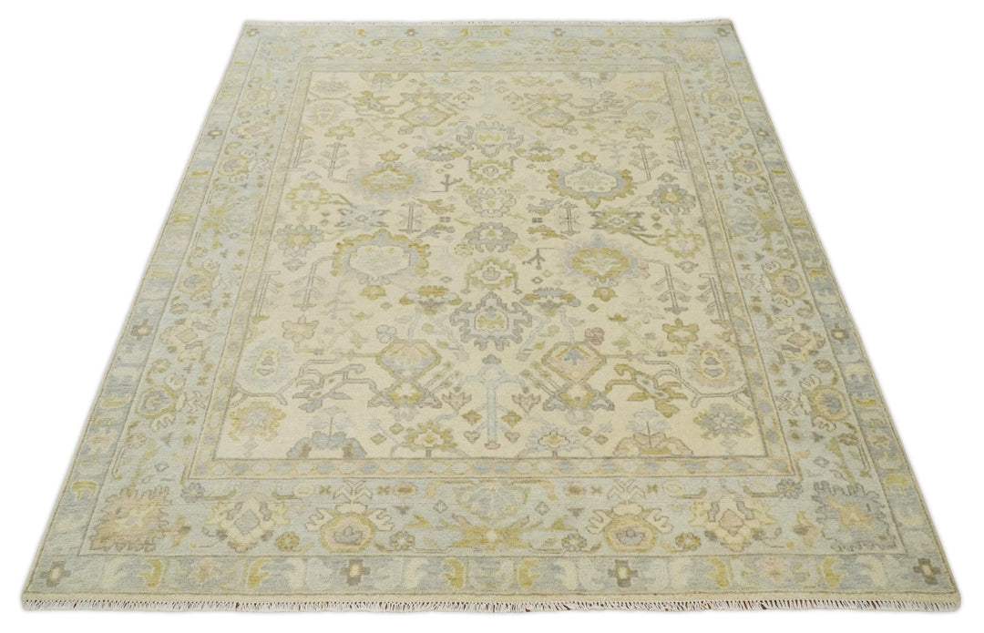 Earthy Neutral Traditional Beige and Silver Antique Style Hand knotted Wool Area Rug, Kids, Living Room and Bedroom Rug - The Rug Decor