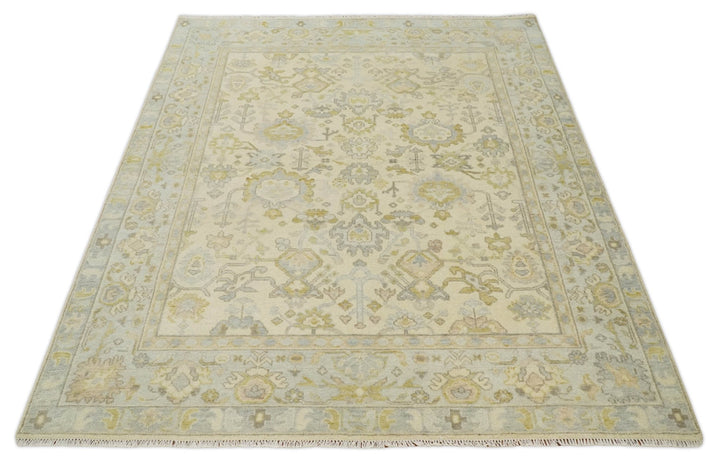 Earthy Neutral Traditional Beige and Silver Antique Style Hand knotted Wool Area Rug, Kids, Living Room and Bedroom Rug - The Rug Decor