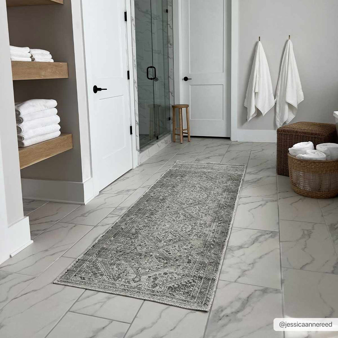 Earthy Neutral Traditional Turkish Machine Woven Beige and Charcoal Machine Washable Rug - The Rug Decor