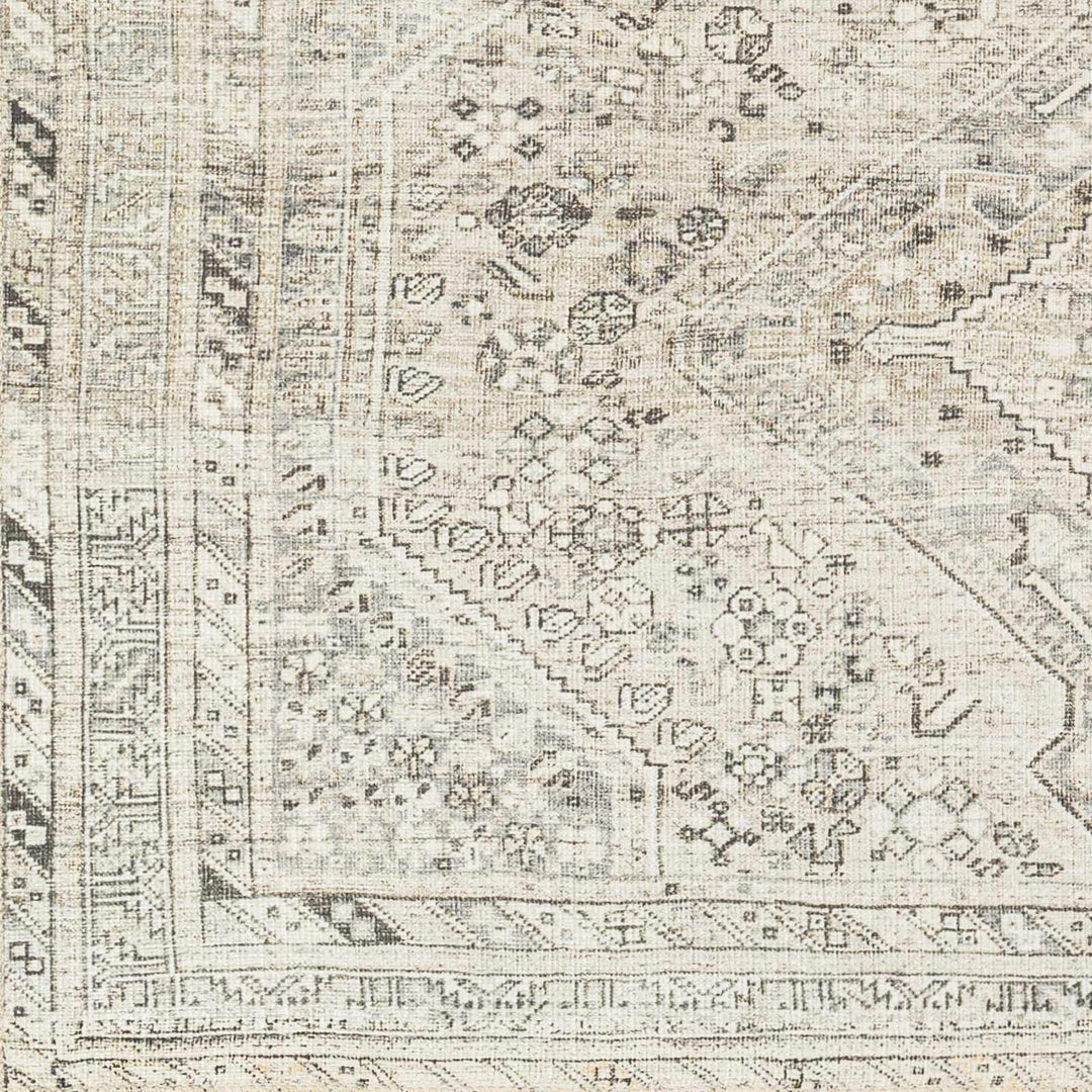 Earthy Neutral Traditional Turkish Machine Woven Beige and Charcoal Machine Washable Rug - The Rug Decor