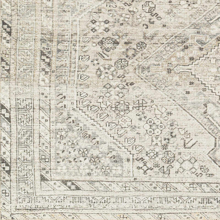 Earthy Neutral Traditional Turkish Machine Woven Beige and Charcoal Machine Washable Rug - The Rug Decor